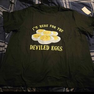 Black Graphic Tee - I'm Here for the Deviled Eggs